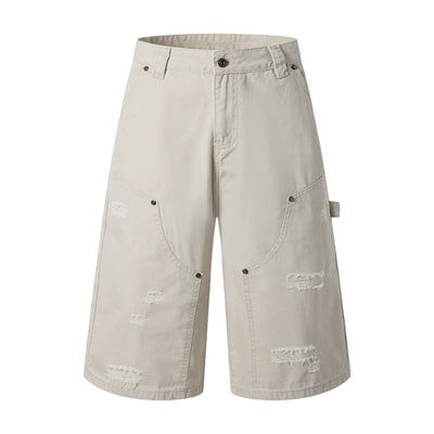 Vintage Washed Distressed Utility Bermuda Shorts