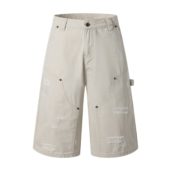 Vintage Washed Distressed Utility Bermuda Shorts