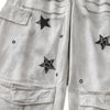 Vintage Wash Star Pattern Baggy Straight Leg Cargo Jeans