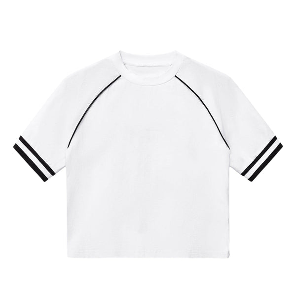 Preppy Striped V-Neck Ribbed Crop Top