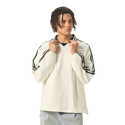 Retro Striped Collar Pullover Sweatshirt