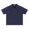 Retro Distressed Waffle Vintage Wash Polo T-Shirt