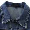 Unisex Commuter Workwear Style Single-breasted Lapel Straight Denim Jacket