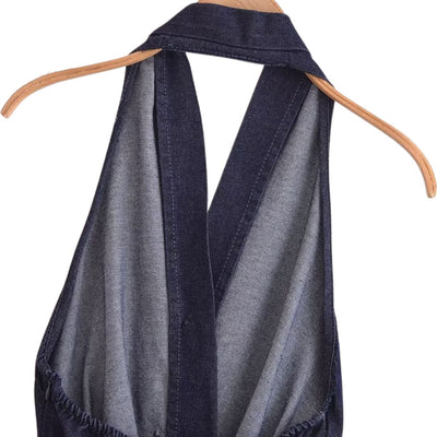 Halter Neck Denim Belted Dress