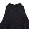 Black Sleeveless High-Neck Ruffled Mini Dress