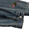 Casual Vintage Washed Floral Embroidered Hip-hop Denim Jacket
