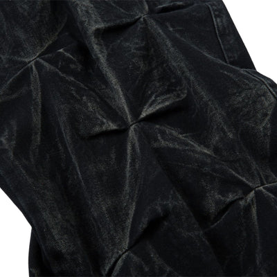 Men's Tie-Dye Denim Pants Heavy Pleated Distressed Loose Wide Leg