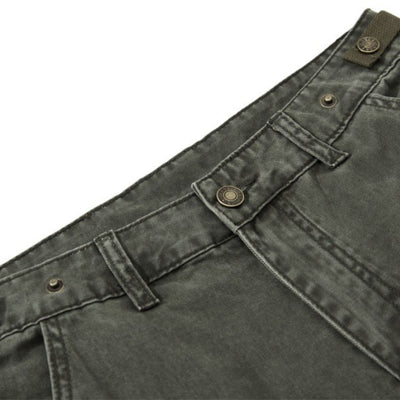 Men's Distressed Washed Denim Cargo Pants Punk Street Loose Zipper
