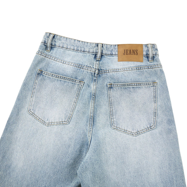 Draped Wide-Leg Relaxed Baggy Jeans