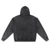 Knit Denim Kangaroo Pocket Hoodie