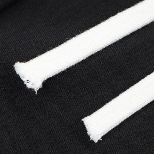 Solid Button Cuff Relaxed Straight Leg Track Pants