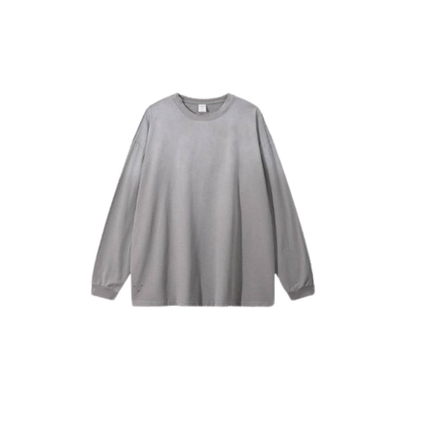 Retro Raw Edge Relaxed Fit Pure Cotton Long-Sleeve Tee 275gsm