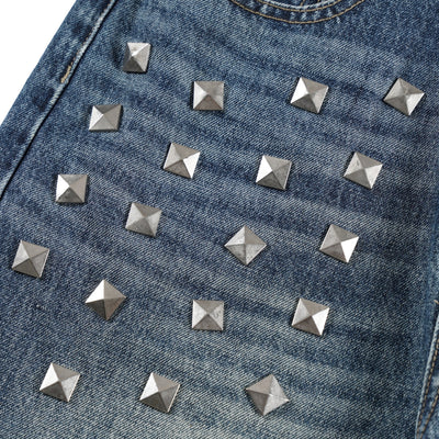 Vintage Blue Cat Whisker Studded Baggy Jeans