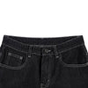 Contrast Stitch Black Wide-Leg Jeans