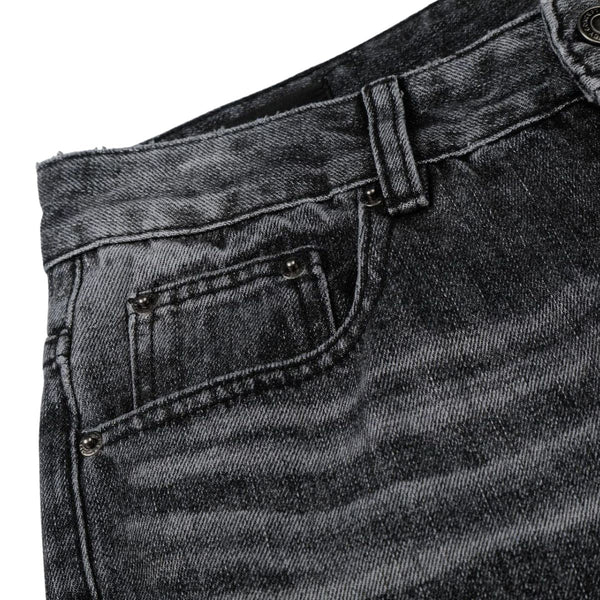 Vintage Washed Black Flared Denim Jeans
