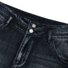 Double-Button Whiskered Wide-Leg Denim Shorts