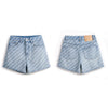 Faded Check Vintage Washed Denim Shorts