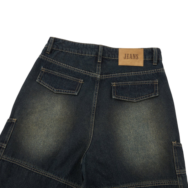 Washed Structured Heavy-Duty Straight-Leg Carpenter Jeans