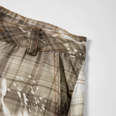 Vintage Plaid Curved-Cut Cropped Pants