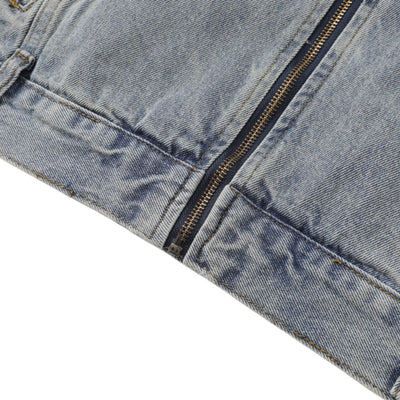 Unisex Loose Retro Workwear Washed Denim Jacket