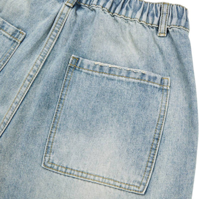 Vintage Washed Multi Pocket Denim Cargo Bermuda Shorts