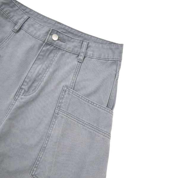 Vintage Washed Baggy Curved-Leg Cargo Pants