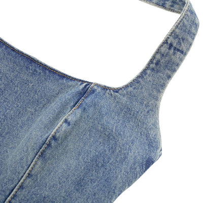 Halter Neck Fitted Bodycon Denim Mini Dress