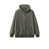 Stone Wash Zip-Front Fleece Hoodie