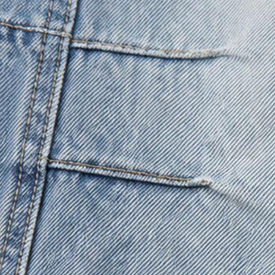 American Vintage Washed High-Waist Curved Wide-Leg Workwear Denim Pants