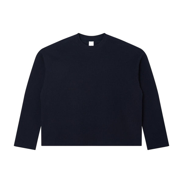 260G Waffle Knit Boxy Long Sleeve Tee