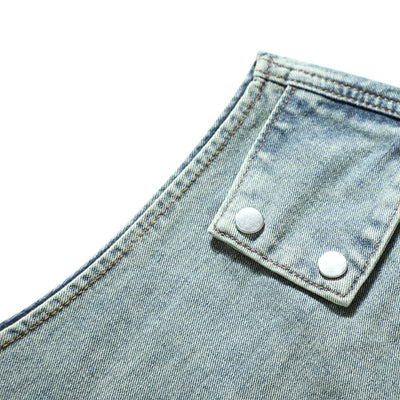 Relaxed Washed Zip-Up Denim Vest