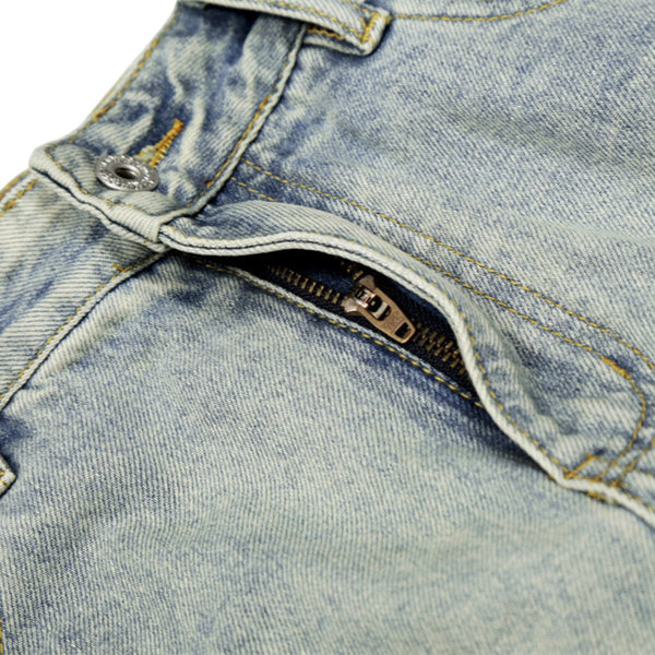 Men's Heavy-Washed Distressed Loose Straight-Leg Denim Pants