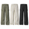 Washed Solid Wide Relaxed Workwear Pants