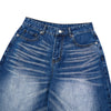 Washed Indigo Relaxed Fit Utility Denim Shorts