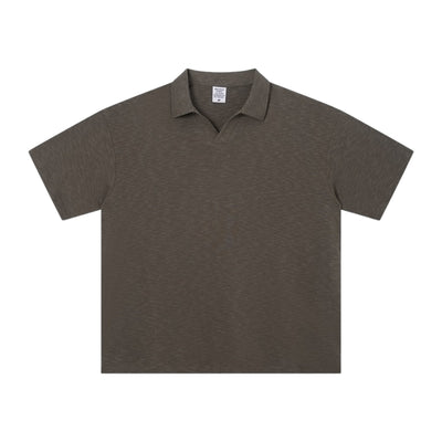 Retro Boxy Wool Blend Seagull Collar Polo Shirt