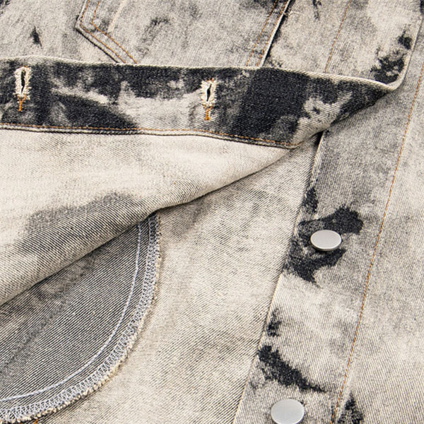 Men's Spring Autumn Tie-Dye Loose Casual Lapel Denim Jacket