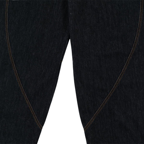 Men's Curved Crescent Denim Pants – Loose Wide-Leg Street Style