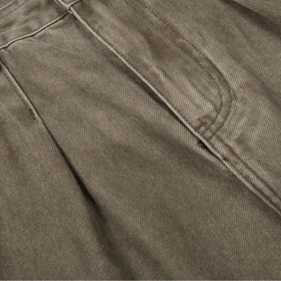 Men's Washed Punk Pleated Loose-Fit Casual Wide-Leg Denim Pants