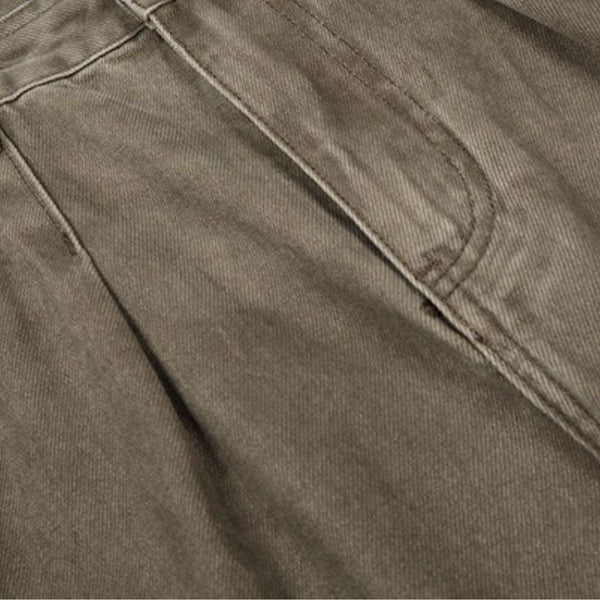 Men's Washed Punk Pleated Loose-Fit Casual Wide-Leg Denim Pants