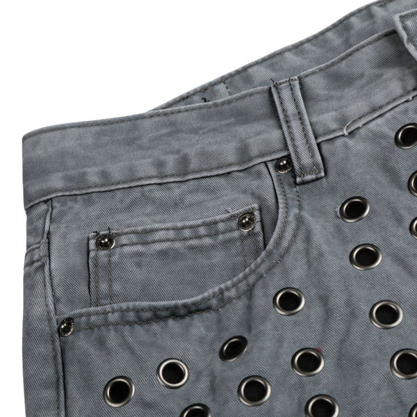 Vintage Washed Eyelet Wide Leg Denim Jeans