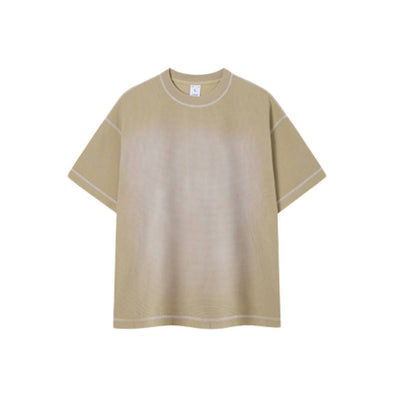 Vintage Waffle Knit Contrast Stitch Oversized T-Shirt