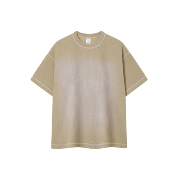 Vintage Waffle Knit Contrast Stitch Oversized T-Shirt
