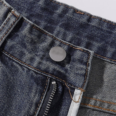 Wide Leg Distressed Paint Splatter Denim Jeans