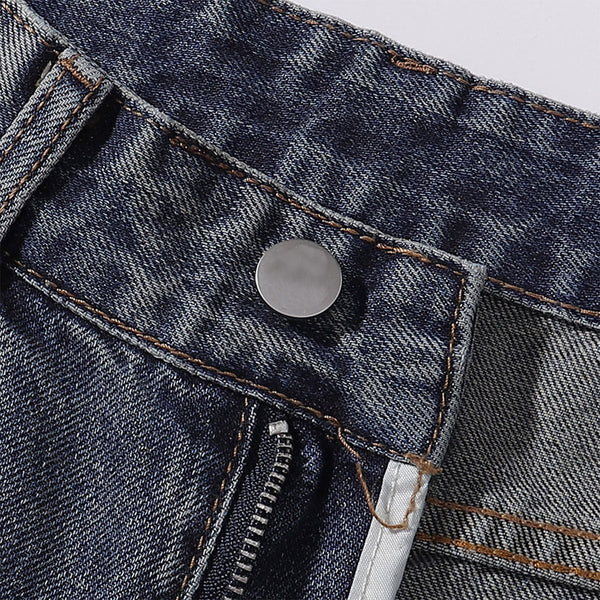 Wide Leg Distressed Paint Splatter Denim Jeans