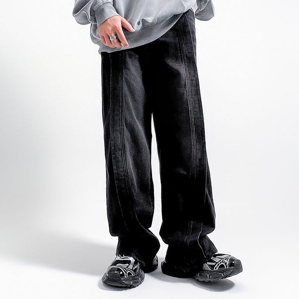 Utility Wide Leg Distressed Denim Jeans