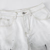 Ink-splatter Barrel Leg Denim Shorts