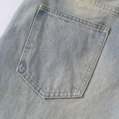 Wrinkle Wash Loose Straight Jeans