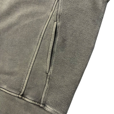 Stand Collar Panel Detail Washed Zip Up Sweatshirt