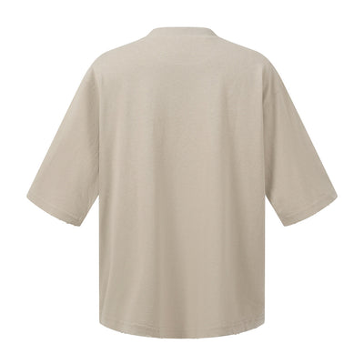 Washed Raw-Edge Pocket Clean Fit Crew Neck Tee