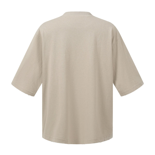 Washed Raw-Edge Pocket Clean Fit Crew Neck Tee